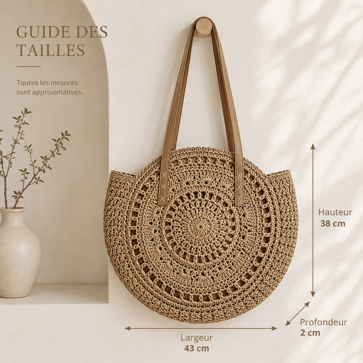 Sorella Round Woven Straw Tote Bag